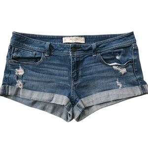 Y2K 2010s Abercrombie and Fitch Low Rise Mini Distressed Denim Shorts Sz 30
